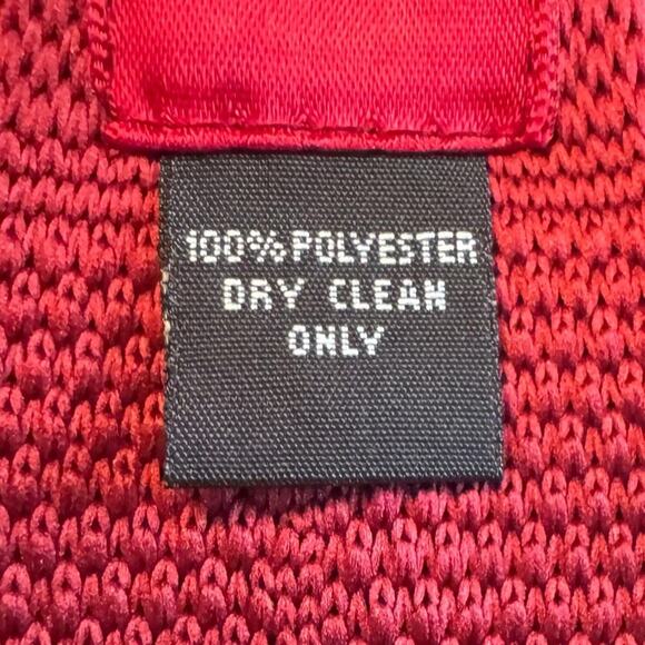 BURMA BIBAS Knit Skinny Square 2" End Bottom Men's Necktie Red Polyester Retro - Picture 7 of 8